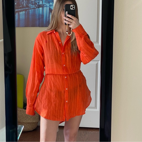 Orange Polo Coverup/Dress/Shirt - Picture 3 of 6